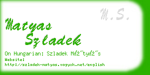 matyas szladek business card